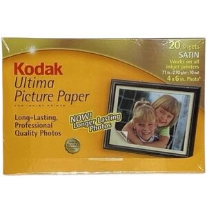 Kodak Ultima Picture Paper Satin‎ 4x6 20 Sheets Inkjet Printers Sealed UPP-3-A